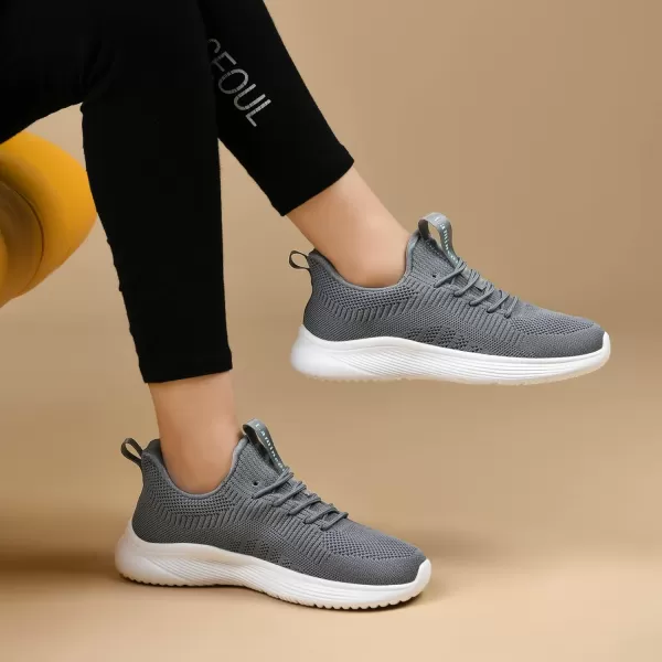 Lamincoa Womens Walking Shoes Slip On Lightweight Memory Foam Cheer Sneakers for Tennis Gym Running Workout YogaThickengrey