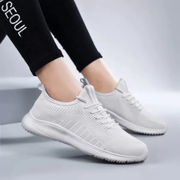 Lamincoa Womens Walking Shoes Slip On Lightweight Memory Foam Cheer Sneakers for Tennis Gym Running Workout YogaWhite