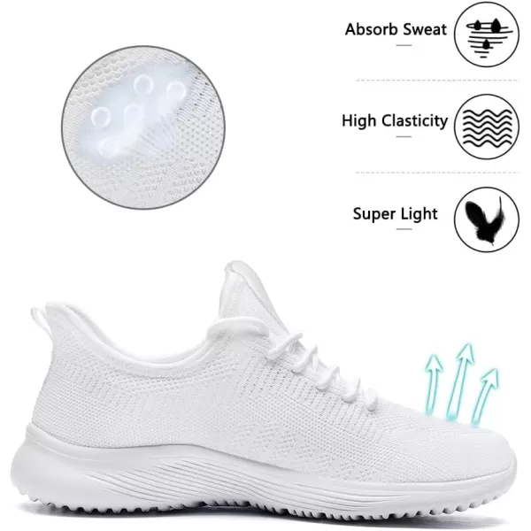 Lamincoa Womens Walking Shoes Slip On Lightweight Memory Foam Cheer Sneakers for Tennis Gym Running Workout YogaWhite