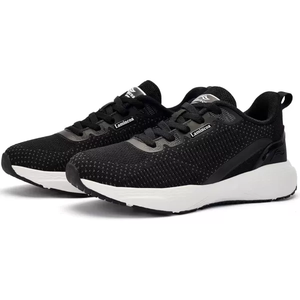 Lamincoa Womens Mightycloud Soft Landing Cushioning Running Tennis ShoesBlackWhite