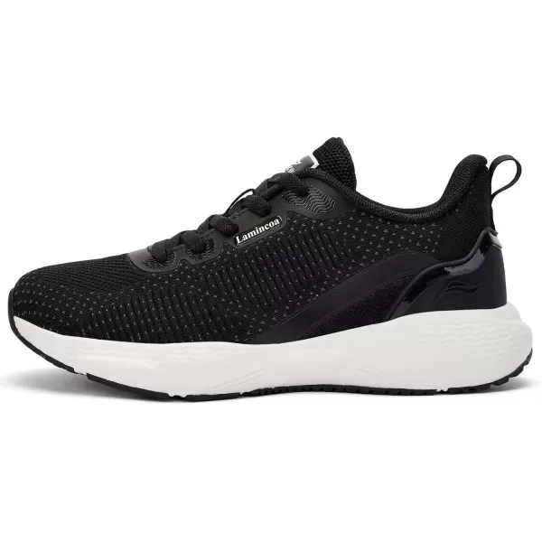 Lamincoa Womens Mightycloud Soft Landing Cushioning Running Tennis ShoesBlackWhite