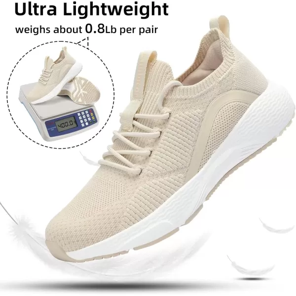 Lamincoa Womens Walking Sneakers Running Shoes  Slip On Breathable Tennis Shoes Memory Foam for Athletic Gym WorkoutBeige