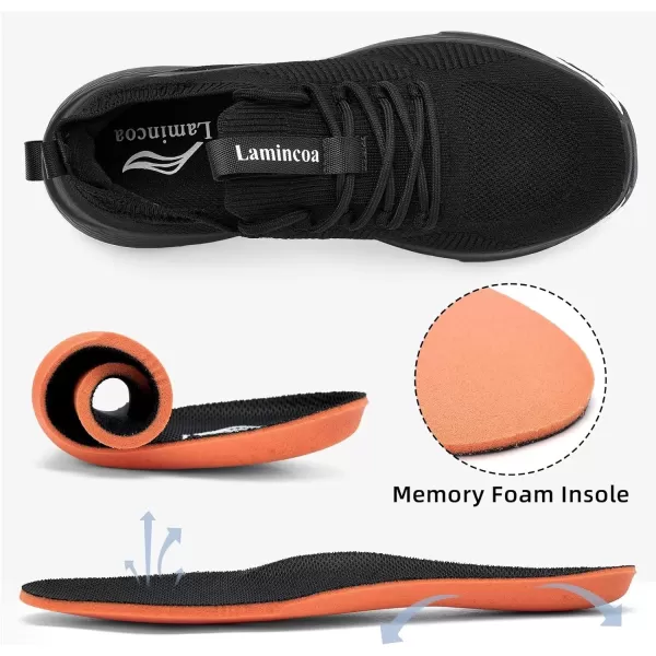 Lamincoa Womens Walking Sneakers Running Shoes  Slip On Breathable Tennis Shoes Memory Foam for Athletic Gym WorkoutBlack