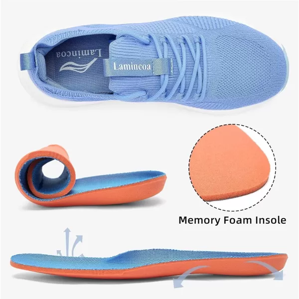 Lamincoa Womens Walking Sneakers Running Shoes  Slip On Breathable Tennis Shoes Memory Foam for Athletic Gym WorkoutBlue