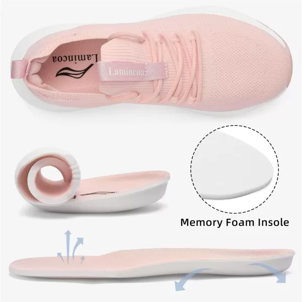 Lamincoa Womens Walking Sneakers Running Shoes  Slip On Breathable Tennis Shoes Memory Foam for Athletic Gym WorkoutPink