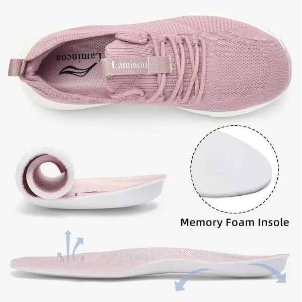 Lamincoa Womens Walking Sneakers Running Shoes  Slip On Breathable Tennis Shoes Memory Foam for Athletic Gym WorkoutPowder