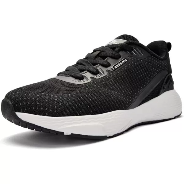 Lamincoa Womens Mightycloud Soft Landing Cushioning Running Tennis ShoesBlackWhite