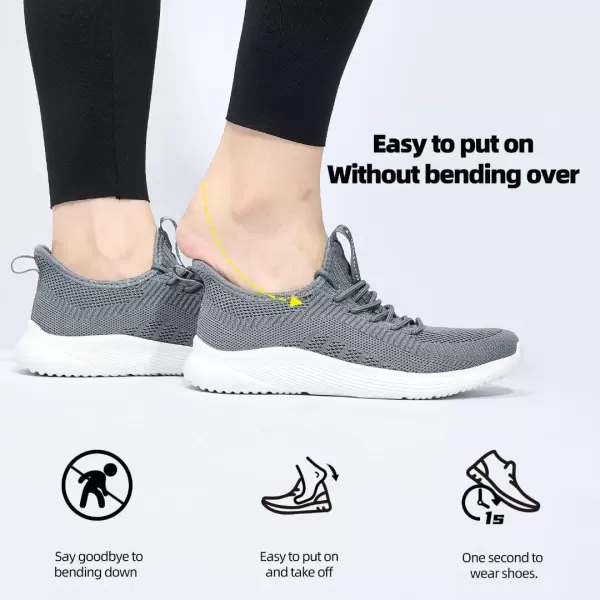 Lamincoa Slip On Womens Walking Shoes Hands Free Tennis Running Shoes Lightweight Memory Foam Gym Sneakers Jogging and Casual Sports Shoes for WomenGrey