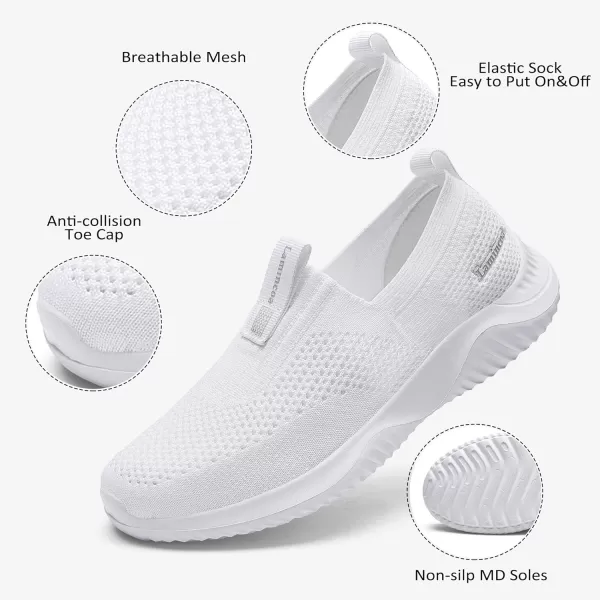 Lamincoa Womens Slip on Breathe Mesh Walking Shoes Lightweight Fashion Tennis Shoes Classic Sneakers White 10