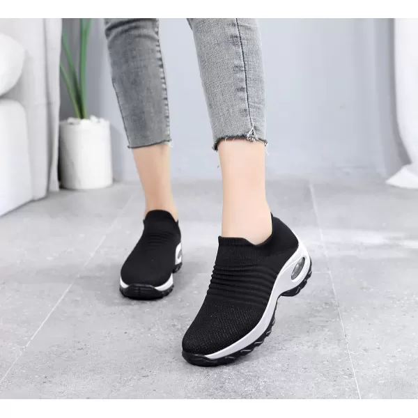 Lamincoa Womens Walking Shoes Elastic Sock Sneakers Air Cushion Slip On Breathe Comfort Outdoor Shoes Fashion Casual