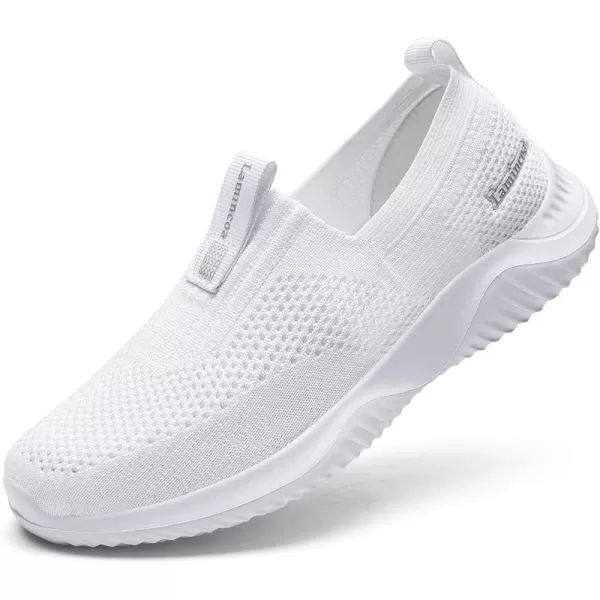 Lamincoa Womens Slip on Breathe Mesh Walking Shoes Lightweight Fashion Tennis Shoes Classic Sneakers White 10