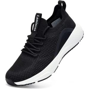 imageLamincoa Womens Slip on Walking Shoes Lightweight Tennis Shoes Casual Athletic Sneakers for Outdoor Gym WorkoutBlackWhite