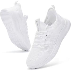 imageLamincoa Slip On Womens Walking Shoes Tennis Running Shoes Lightweight Memory Foam Gym Sneakers Jogging and Casual Sports Shoes for WomenWhite