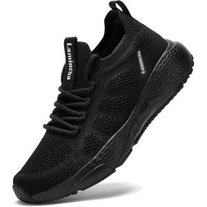 imageLamincoa Womens Walking Running Sneakers Slip on Tennis Shoes Casual Athltic Gym Workout SneakersBlack