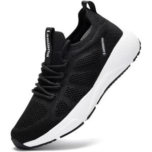 imageLamincoa Womens Walking Running Sneakers Slip on Tennis Shoes Casual Athltic Gym Workout SneakersBlackWhite