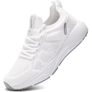 imageLamincoa Womens Walking Running Sneakers Slip on Tennis Shoes Casual Athltic Gym Workout SneakersWhite