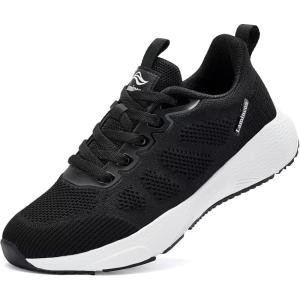 imageLamincoa Womens Walking Shoes Running Lightweight Sneakers Comfortable Tennis Athletic Shoes Outdoor Gym Sport WorkoutBlackWhite