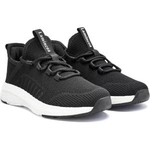 imageLamincoa Women Slip on Walking Sneakers Non Slip Running Shoes Lightweight Sport Gym Casual Shoes Workout Tennis Sneakers for WomenBlackWhite