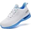 imageLamincoa Tennis Shoes for Women Lightweight Comfortable Running Shoe Lace Up Sneakers for Womens WhiteBlue Size 10