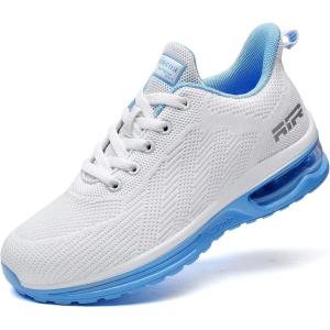imageLamincoa Tennis Shoes for Women Lightweight Comfortable Running Shoe Lace Up Sneakers for Womens WhiteBlue Size 10