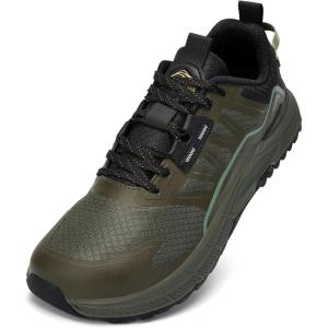 imageLamincoa Wide Mens Sneakers Hiking Walking Lightweight Breathable Shoe NonSlip Outdoor Sports Trail Running Tennis SneakerArmygreen