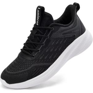 imageLamincoa Women Walking Shoes Non Slip Running Sneakers Lightweight Athletic Gym Workout Tennis ShoesBlackWhite