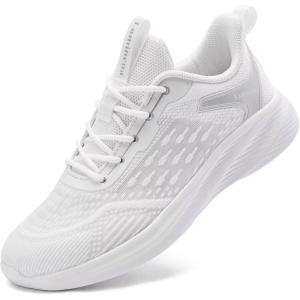 imageLamincoa Women Walking Shoes Non Slip Running Sneakers Lightweight Athletic Gym Workout Tennis ShoesWhite
