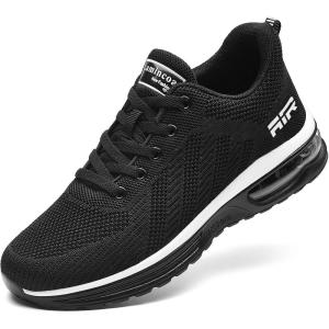 imageLamincoa Womens Cushion Sneakers Breathable Running Shoes Mesh Anti Slip Athletic Tennis Shoes for Outdooor Blacka Size 8