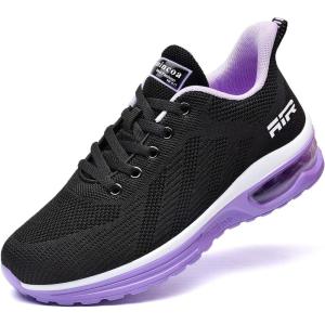 imageLamincoa Womens Running Shoes Lightweight Women Sneakers Cushion Walking Tennis Shoes for Women BlackPurple Size 65