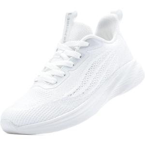 imageLamincoa Womens Walking Running Shoes Lace Up Lightweight Memory Foam Sneakers Comfort for Tennis Gym White Size 8