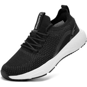 imageLamincoa Women Slip on Walking Shoes Lightweight Running Shoes Casual Workout Gym Tennis Sneakers for WomenBlackWhite