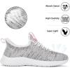 imageLamincoa Womens Slip On Walking Shoes Non Slip Casual Road Running Lightweight Mesh Fashion Sneakers for Gym Travel WorkoutAshwhite