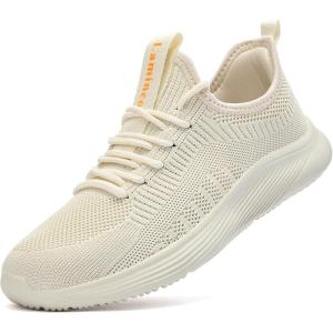 imageLamincoa Womens Slip On Walking Shoes Non Slip Casual Road Running Lightweight Mesh Fashion Sneakers for Gym Travel WorkoutBeige