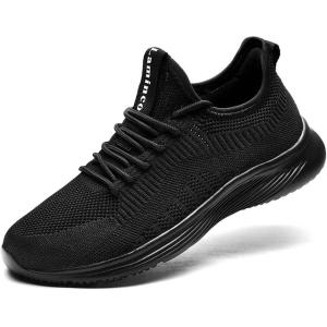 imageLamincoa Womens Slip On Walking Shoes Non Slip Casual Road Running Lightweight Mesh Fashion Sneakers for Gym Travel WorkoutBlack