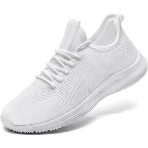 imageLamincoa Womens Slip On Walking Shoes Non Slip Casual Road Running Lightweight Mesh Fashion Sneakers for Gym Travel WorkoutWhite
