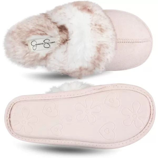 Jessica Simpson Girls Comfy Slippers - Cute Faux Fur Slip-on Shoes Memory Foam House Slipper
