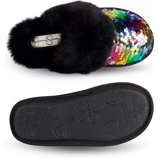 Jessica Simpson Girls Comfy Slippers - Cute Faux Fur Slip-on Shoes Memory Foam House Slipper