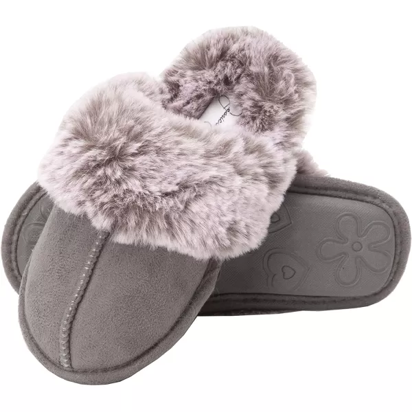 Jessica Simpson Girls Comfy Slippers - Cute Faux Fur Slip-on Shoes Memory Foam House Slipper
