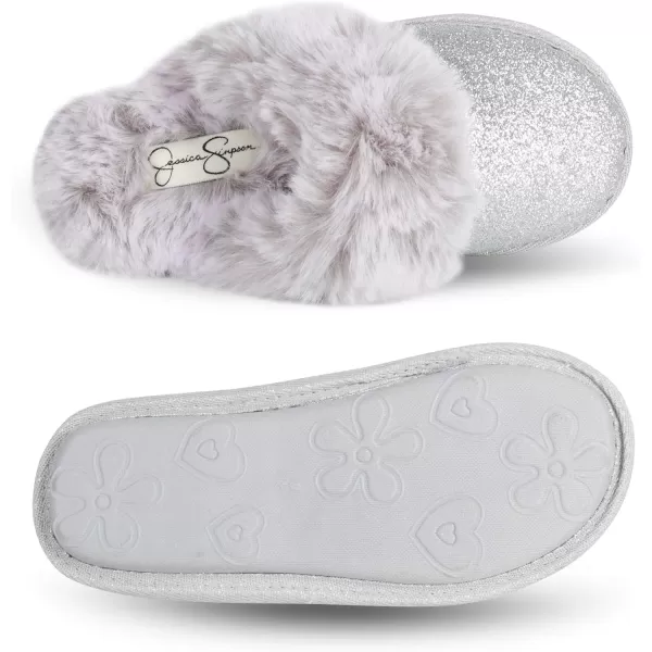 Jessica Simpson Girls Comfy Slippers - Cute Faux Fur Slip-on Shoes Memory Foam House Slipper