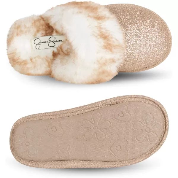 Jessica Simpson Girls Comfy Slippers - Cute Faux Fur Slip-on Shoes Memory Foam House Slipper