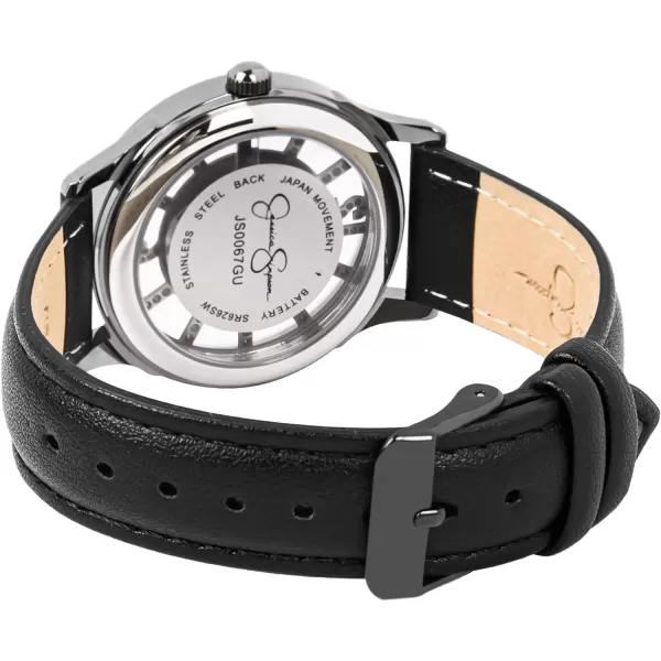 Jessica Simpson Womens Watches with Leather Strap, Mother of Pearl Dial and Crystal Diamonds, Analog Quartz Dress Wrist Watch for Women - Unique Gifts for Her