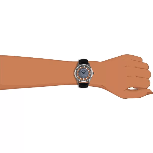 Jessica Simpson Womens Watches with Leather Strap, Mother of Pearl Dial and Crystal Diamonds, Analog Quartz Dress Wrist Watch for Women - Unique Gifts for Her