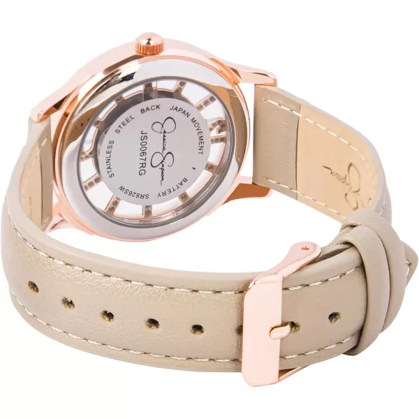 Jessica Simpson Womens Watches with Leather Strap, Mother of Pearl Dial and Crystal Diamonds, Analog Quartz Dress Wrist Watch for Women - Unique Gifts for Her