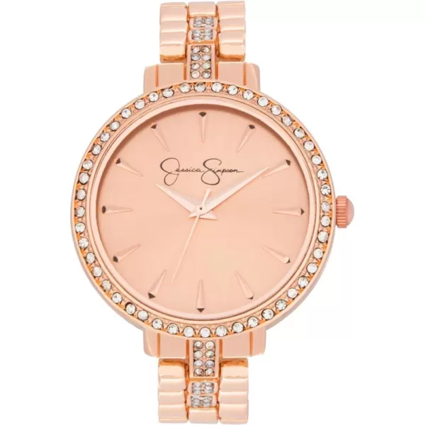 Jessica Simpson Womens Watches with Crystal Diamonds, Analog Quartz Dress Wrist Watch for Women with a Matching Pendant Necklace and Earrings - Unique Gifts for Her