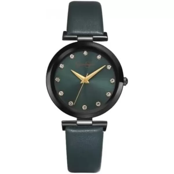 Jessica Simpson Womens Watches with Leather Strap and Diamonds, Analog Quartz Dress Wrist Watch for Women - Unique Gifts for Her