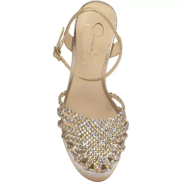 Jessica Simpson Womens Inaia SandalPlatformSilverGold
