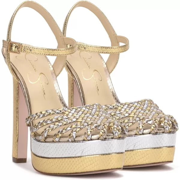 Jessica Simpson Womens Inaia SandalPlatformSilverGold
