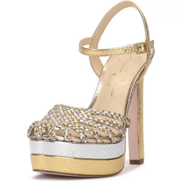 Jessica Simpson Womens Inaia SandalPlatformSilverGold