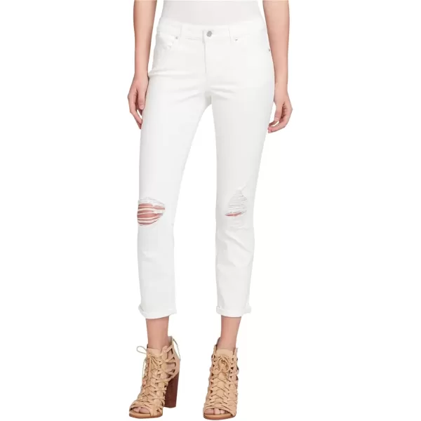 imageJessica Simpson Womens Forever Roll Cuff Skinny Crop to Ankle JeanWhite Rockette Destruction