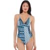 imageJessica Simpson Womens Standard V Neck One Piece Swimsuit Bathing SuitDark Navy Triangle